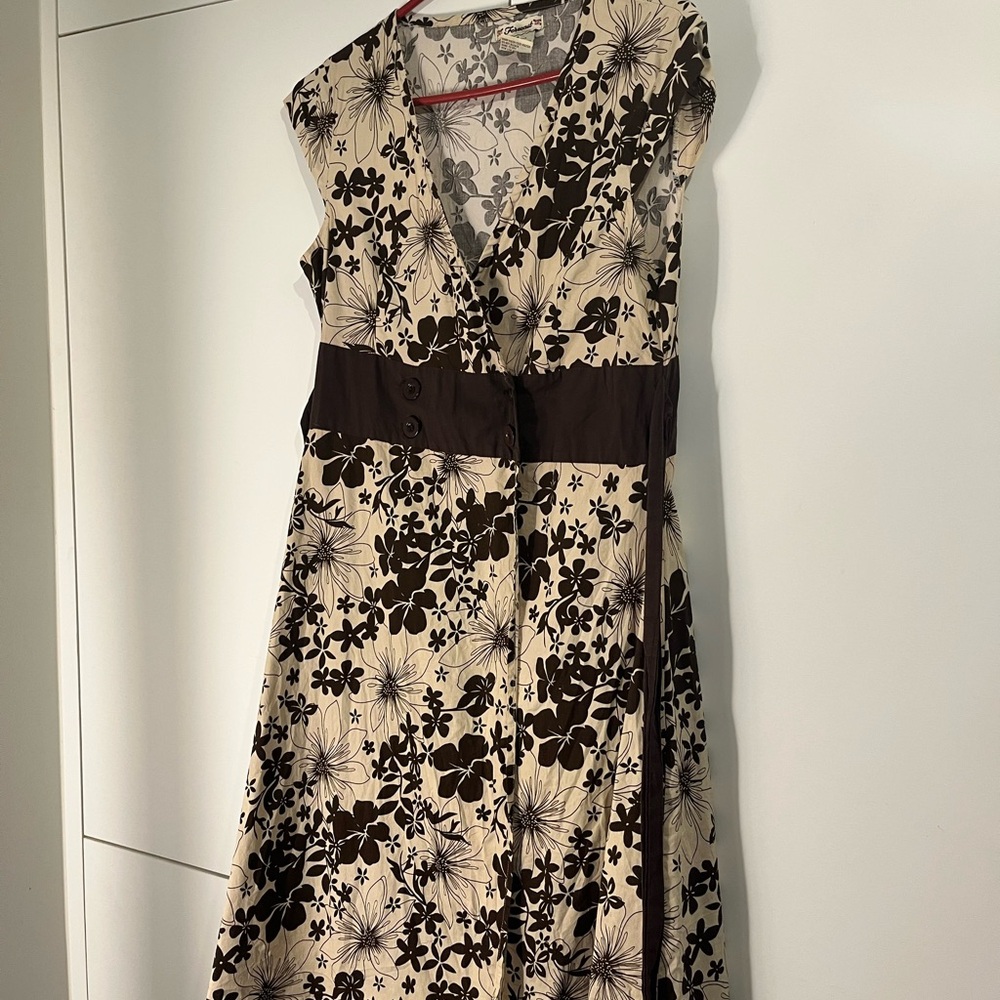 Coton Floral Brown and Cream Dress